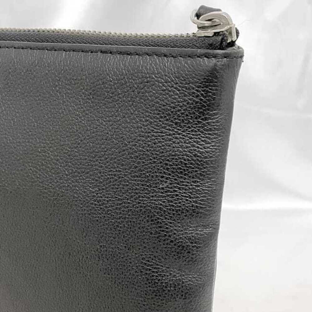 Balenciaga Clutch Bag Black Leather Zipper Logo Handbag Shoulder Grain - Picture 8 of 10
